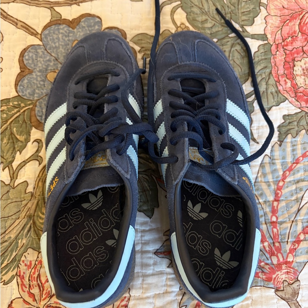 Adidas  Spezial Navy Blue Suede Sneakers with Light Blue Stripes